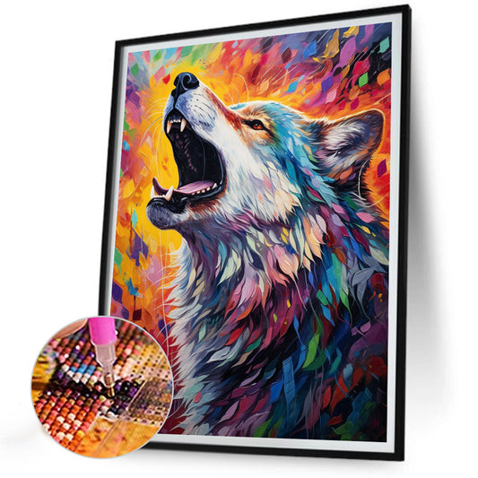 Howling Wolf - Full Round Drill Diamond Painting 30*40CM