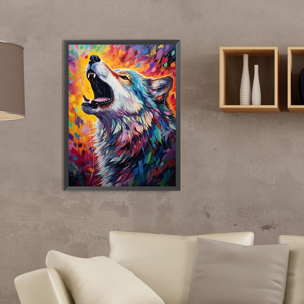 Howling Wolf - Full Round Drill Diamond Painting 30*40CM