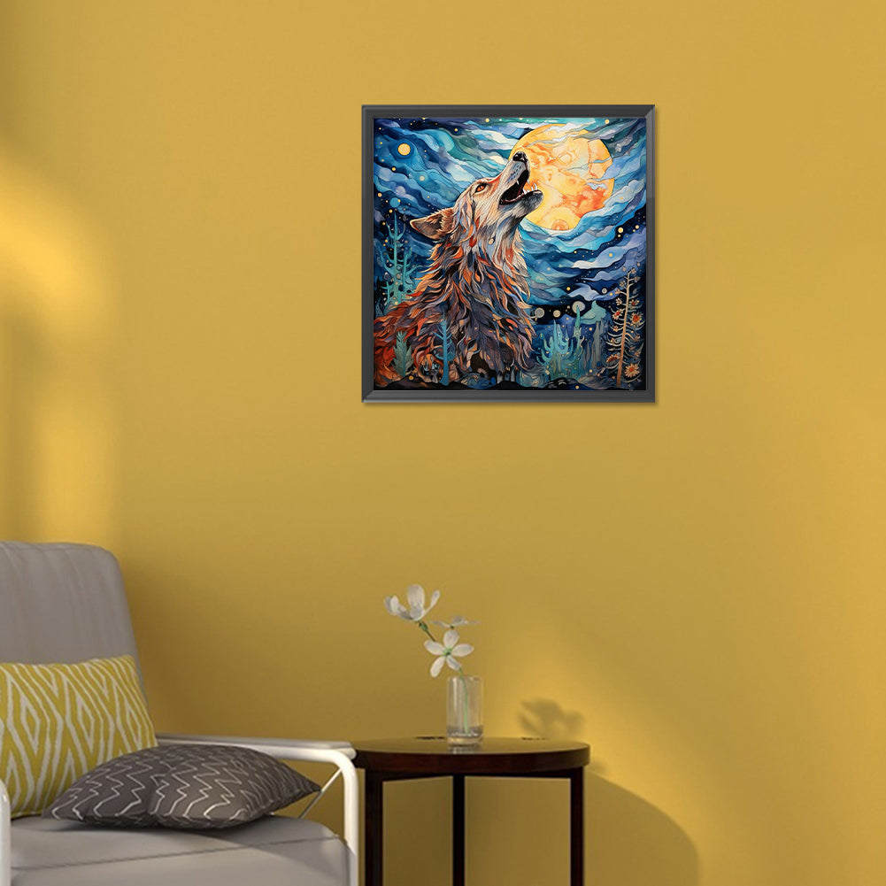 Howling Wolf - Full Round Drill Diamond Painting 30*30CM
