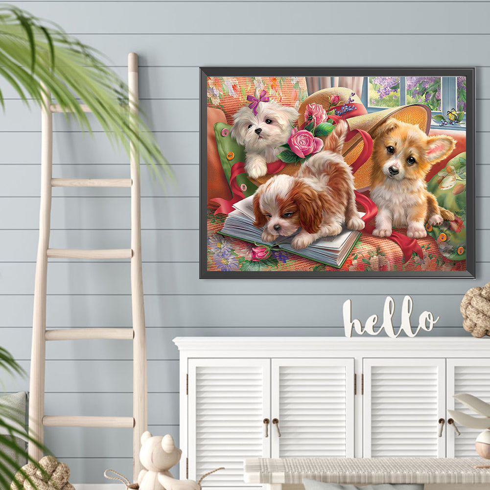 Three Dogs - Full Round Drill Diamond Painting 40*30CM