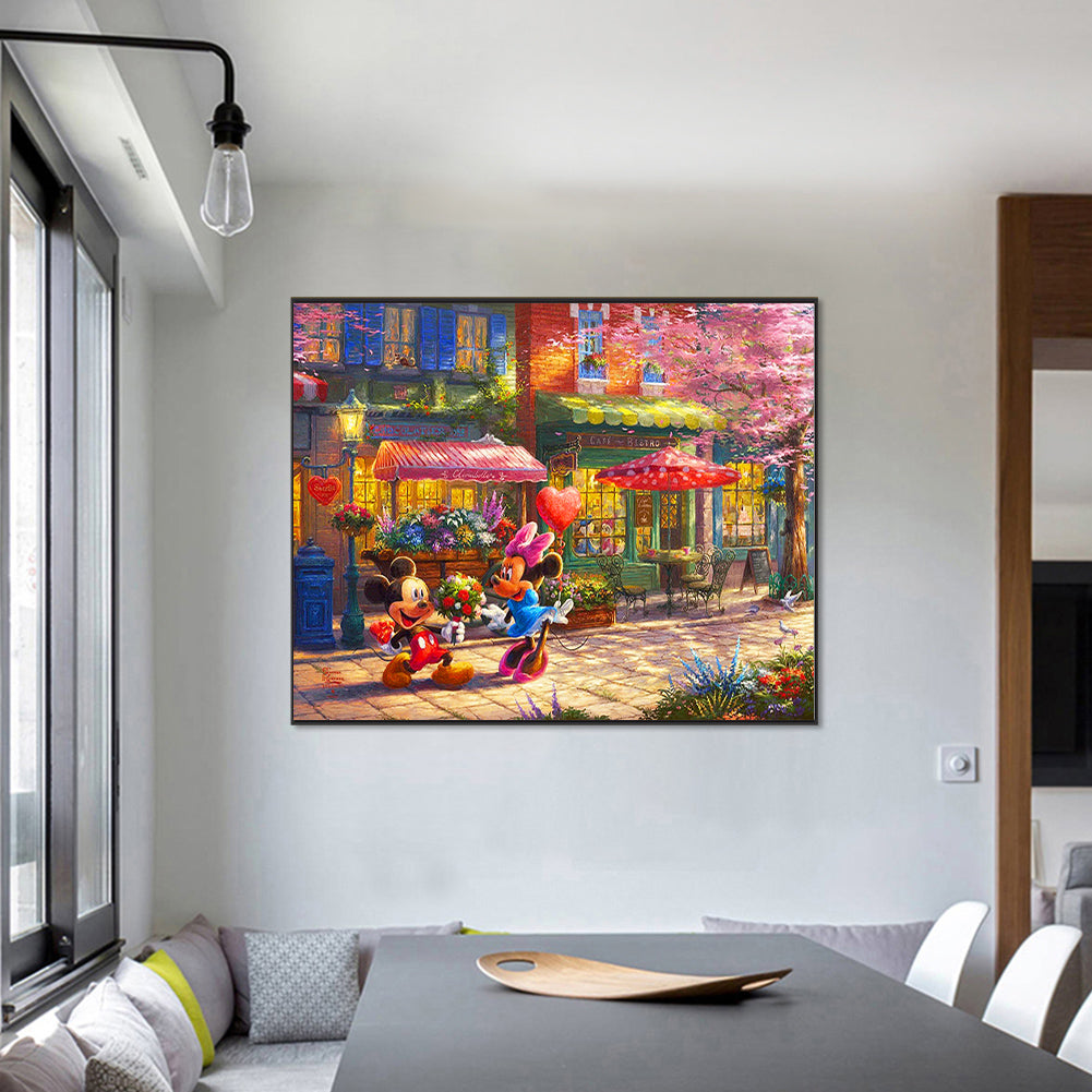 Mickey Mouse And Minnie Mouse Giving Gifts - Full Round Drill Diamond Painting 80*60CM