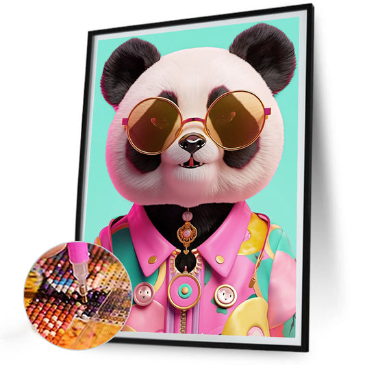 Panda With Glasses - Full Round Drill Diamond Painting 30*40CM