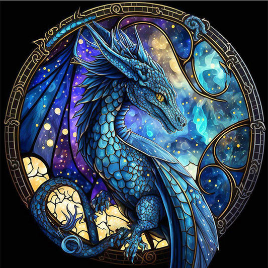 Glass Painting-Dragon - 11CT Stamped Cross Stitch 40*40CM