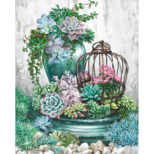 Succulent Plants - Full AB Round Drill Diamond Painting 40*50CM