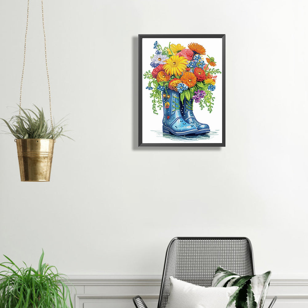 Boots And Flowers - Special Shaped Drill Diamond Painting 30*30CM