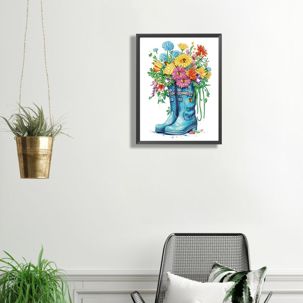 Boots And Flowers - Special Shaped Drill Diamond Painting 30*30CM