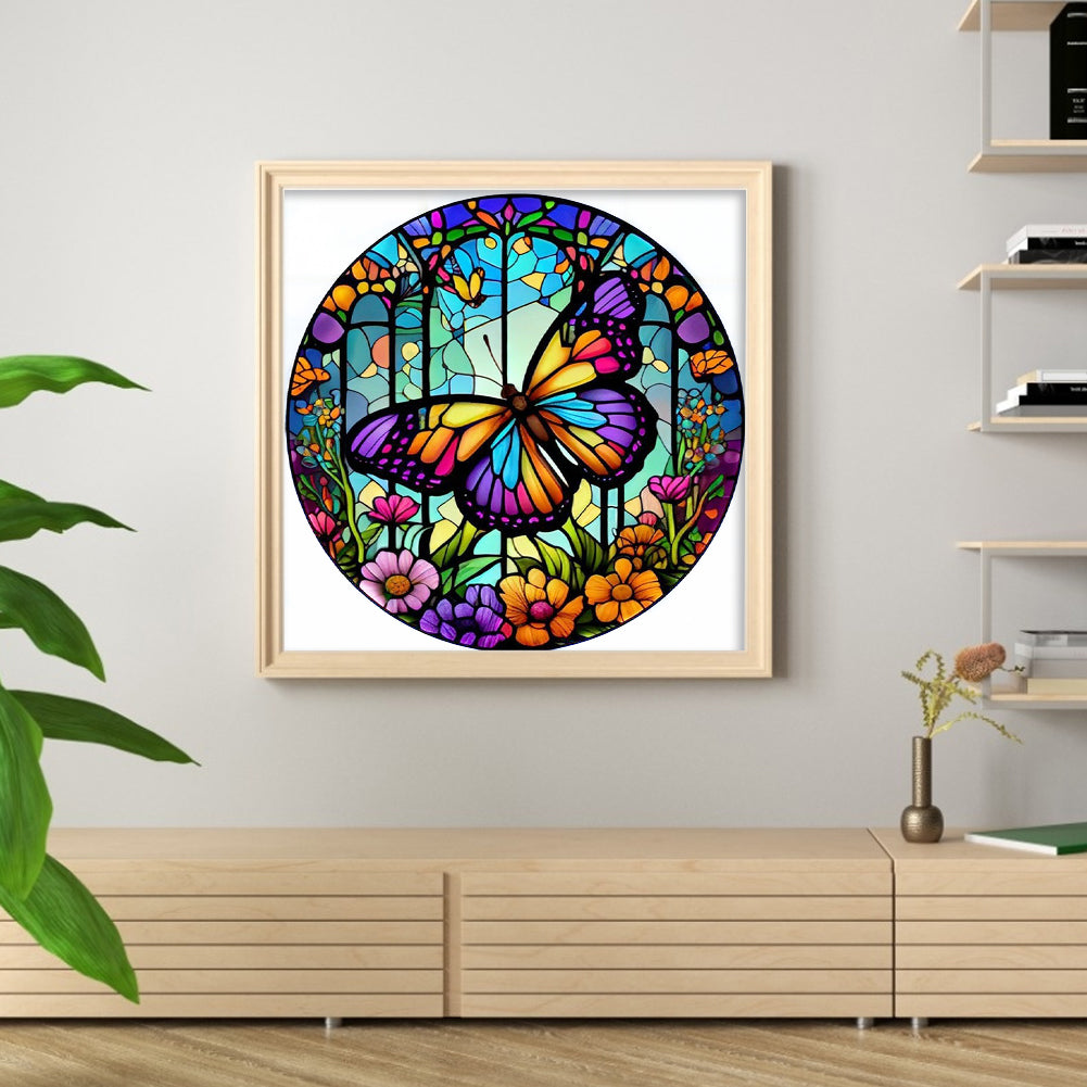 Glass Painting-Butterfly - 18CT Counted Cross Stitch 20*20CM