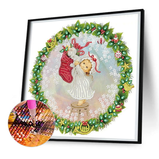Christmas Wreath - Special Shaped Drill Diamond Painting 30*30CM