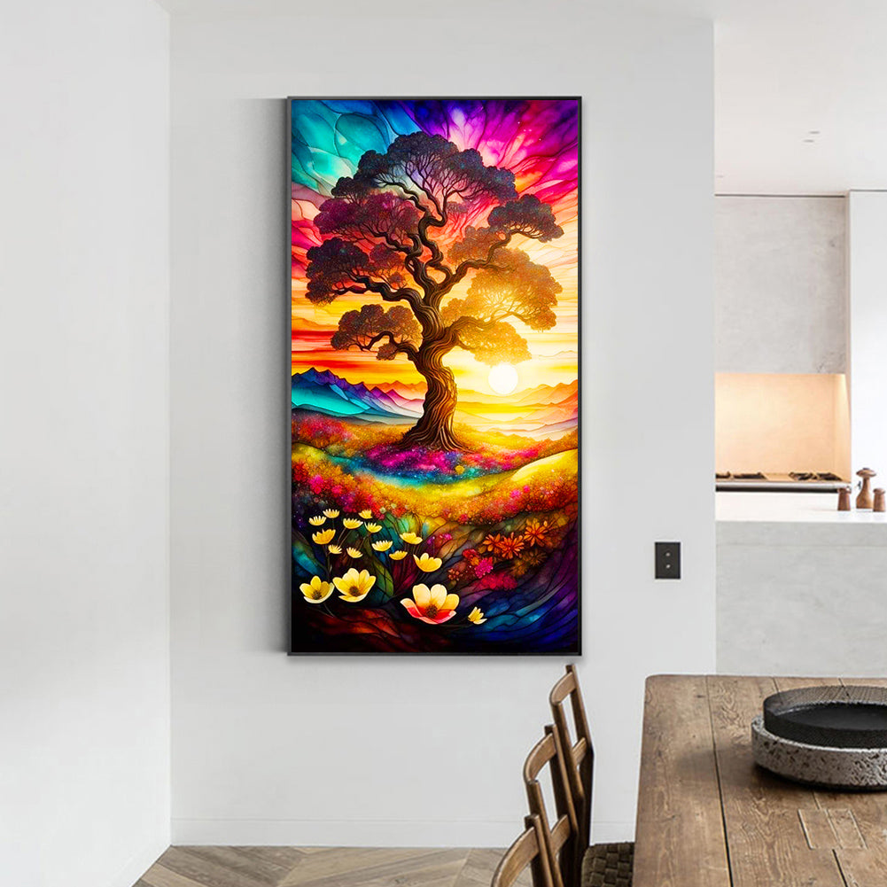 Color Tree Afternoon Day - Full Round Drill Diamond Painting 40*70CM
