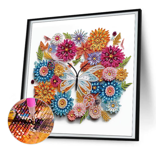 Butterfly Wreath Paper Painting - Special Shaped Drill Diamond Painting 30*30CM