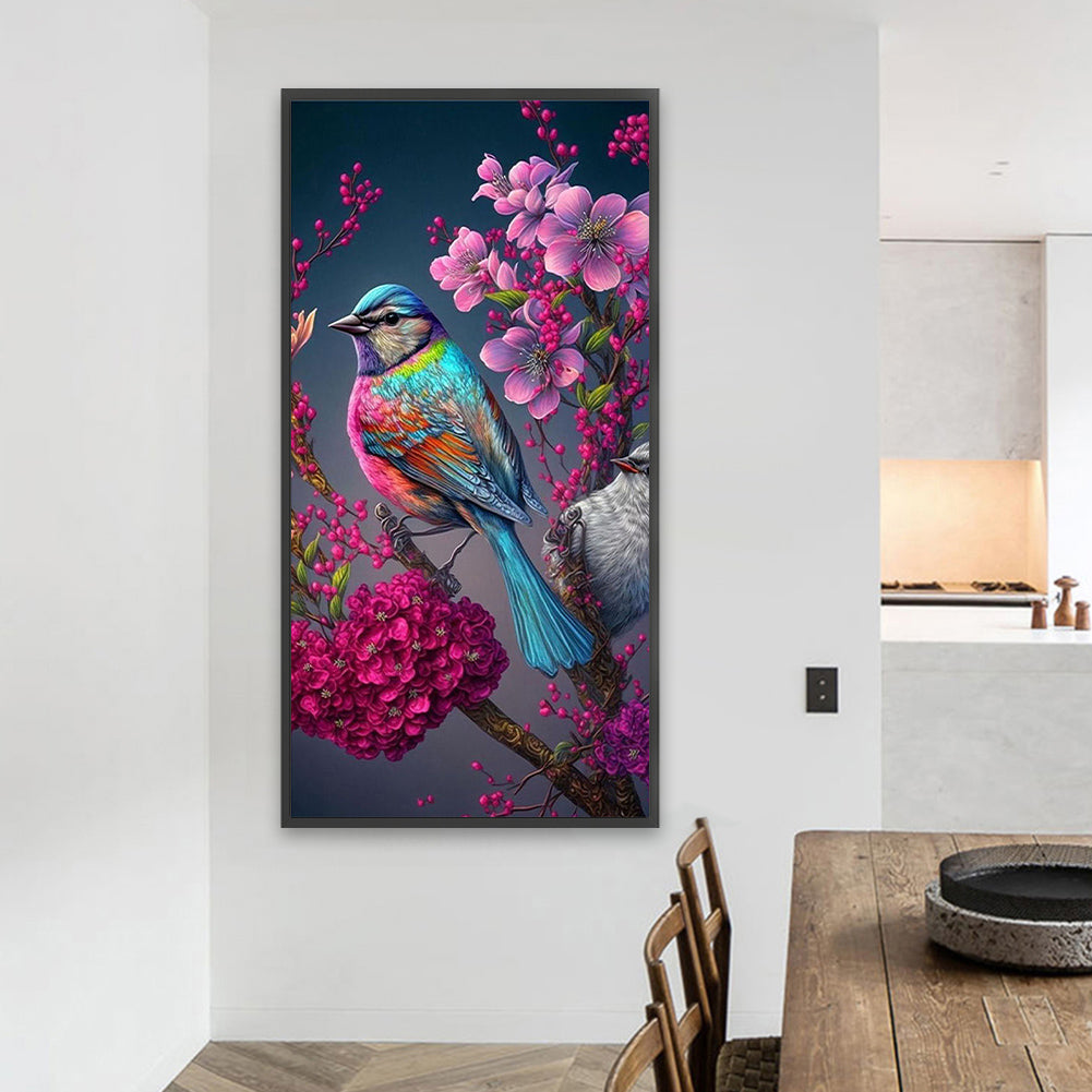 Bird On Peach Tree - Full Square Drill Diamond Painting 40*80CM