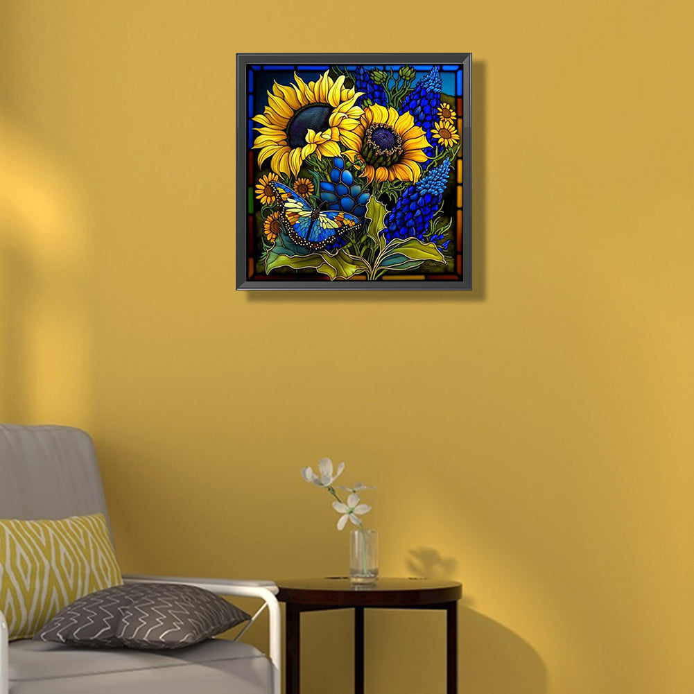 Stained Glass Sunflower - Full Round Drill Diamond Painting 45*45CM
