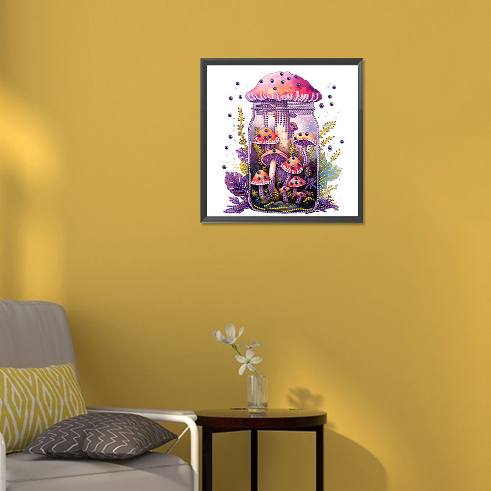 Glass Bottle Mushroom House - Special Shaped Drill Diamond Painting 30*30CM