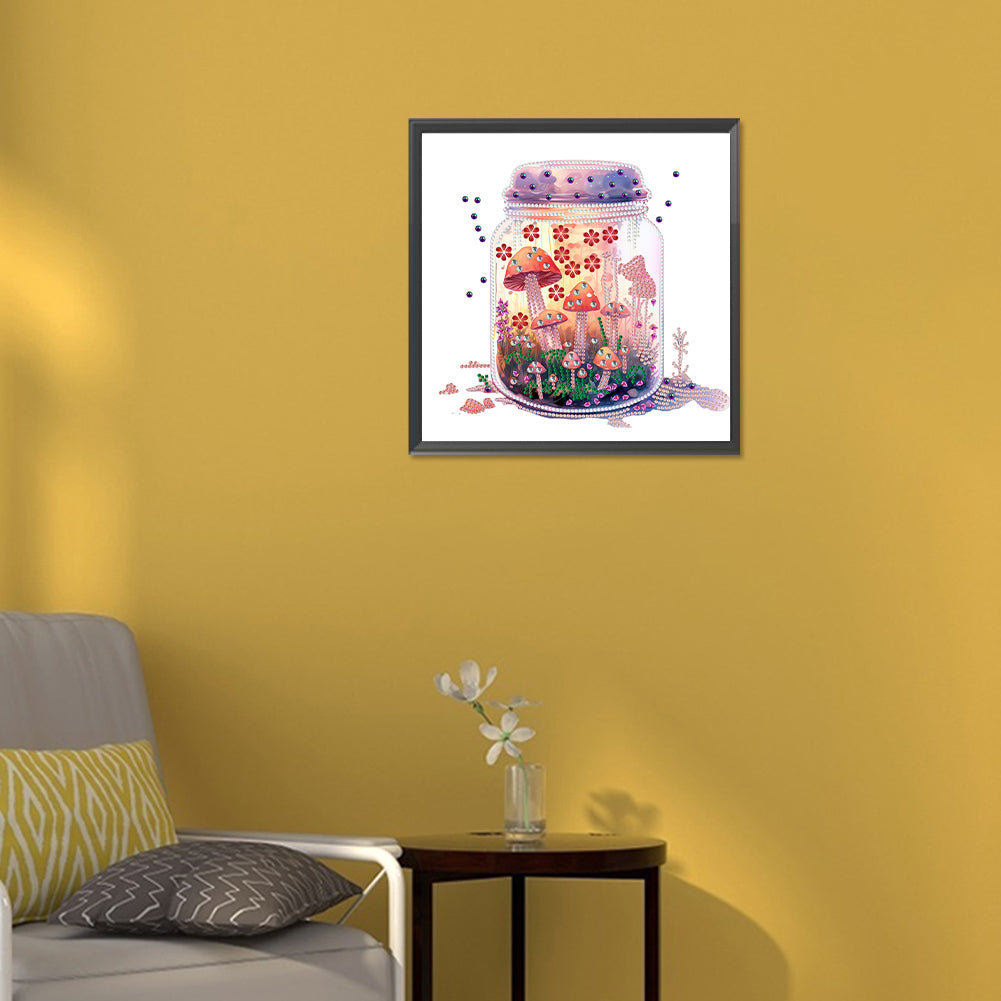 Glass Bottle Mushroom House - Special Shaped Drill Diamond Painting 30*30CM