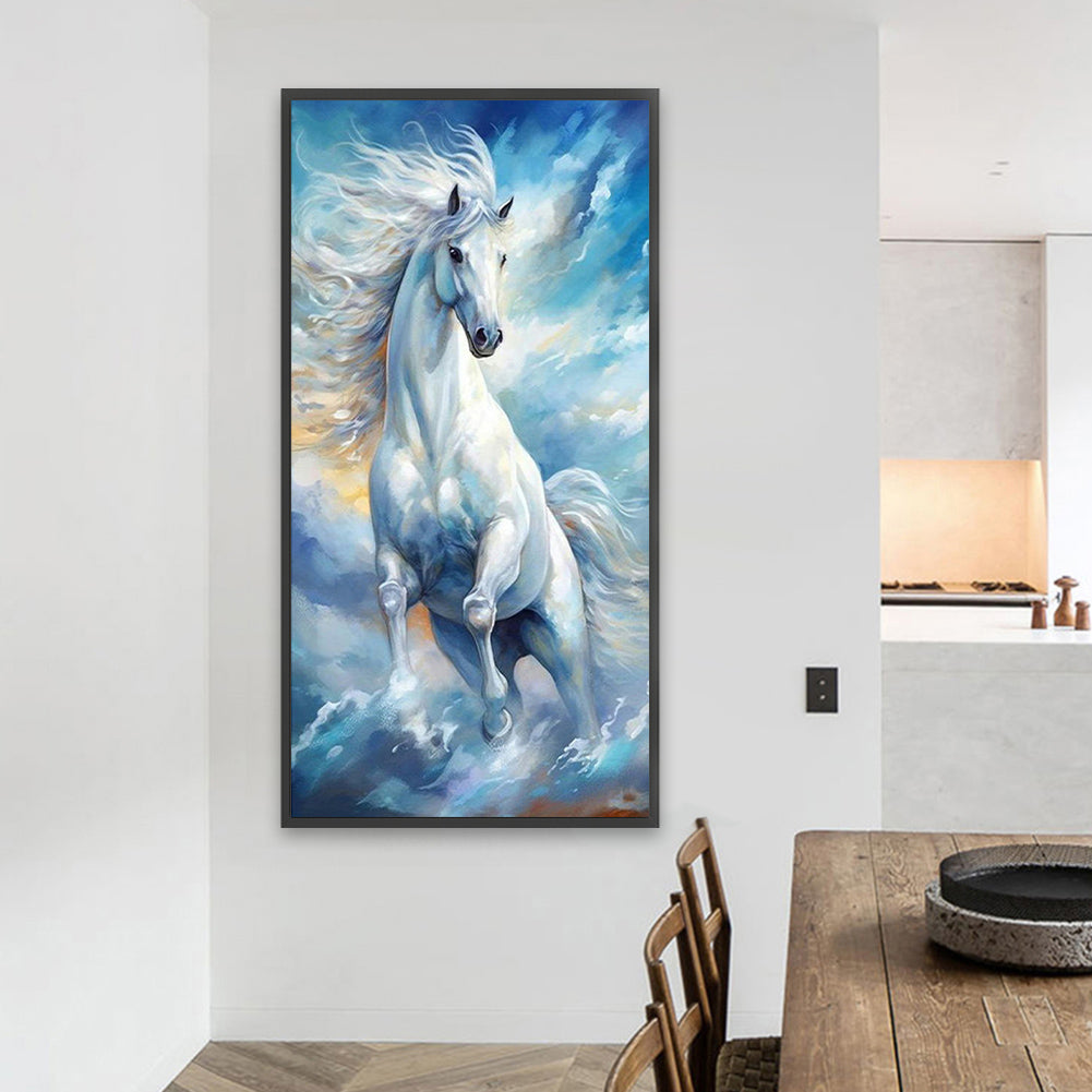 Running White Snow Horse - Full Square Drill Diamond Painting 40*80CM