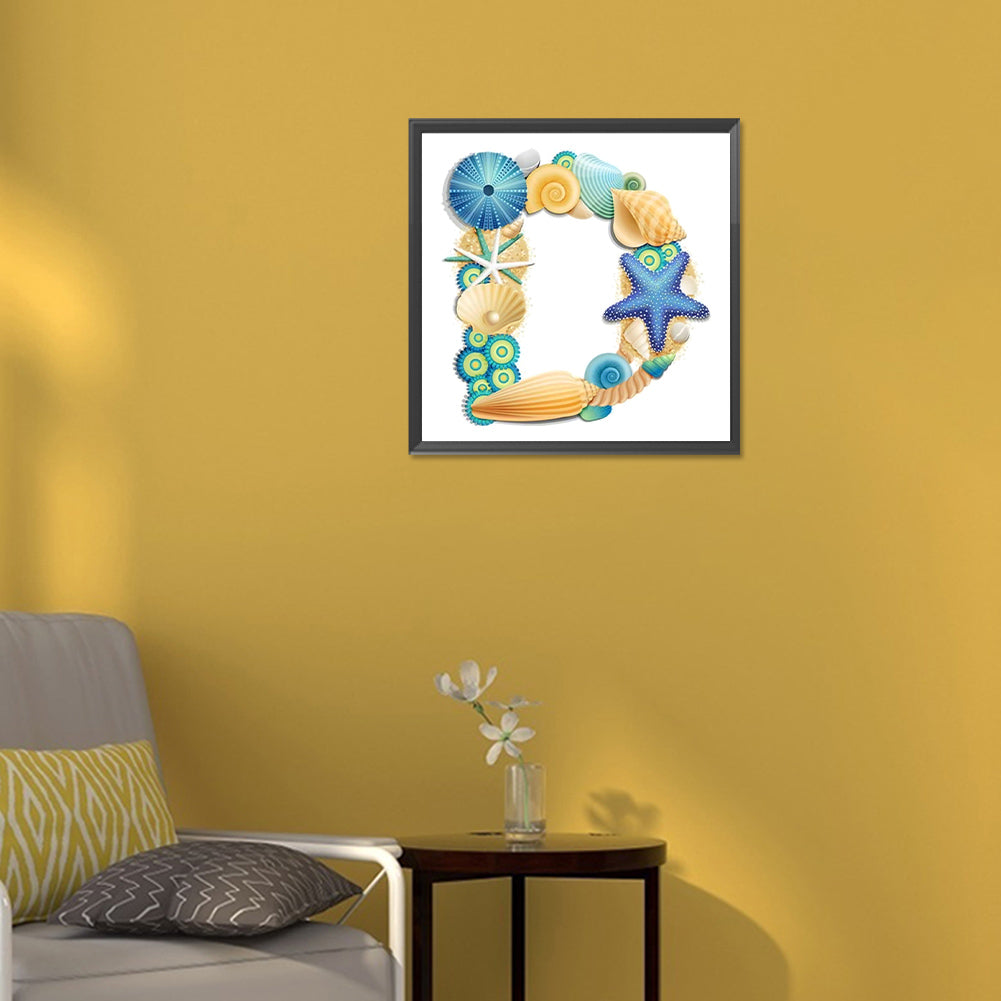 Shell Starfish Letter D - Full Round Drill Diamond Painting 30*30CM