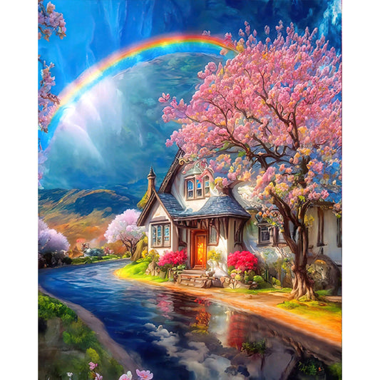 House Under The Rainbow - Full AB Round Drill Diamond Painting 40*50CM