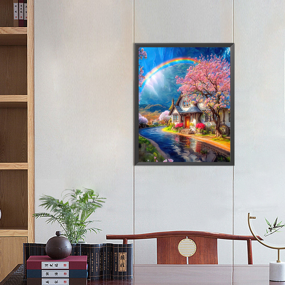 House Under The Rainbow - Full AB Round Drill Diamond Painting 40*50CM