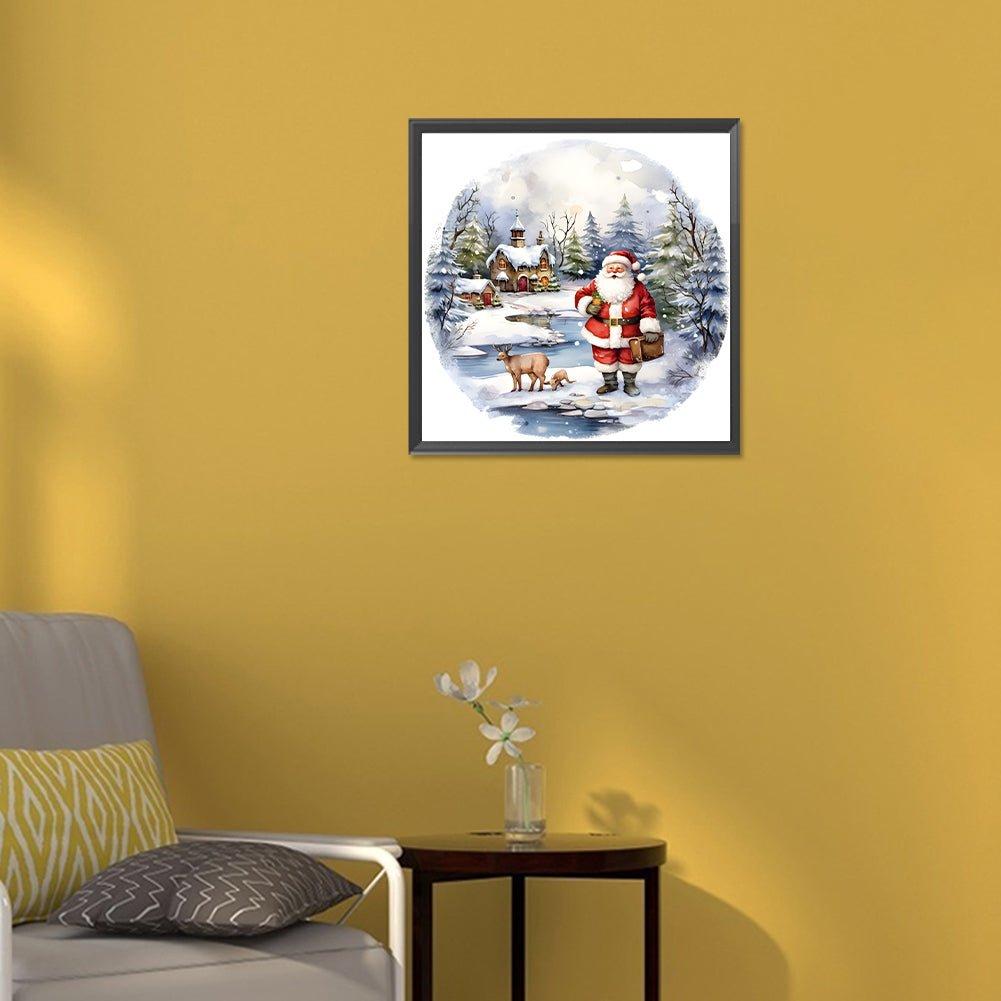 Santa In The Snow - Full Round Drill Diamond Painting 30*30CM