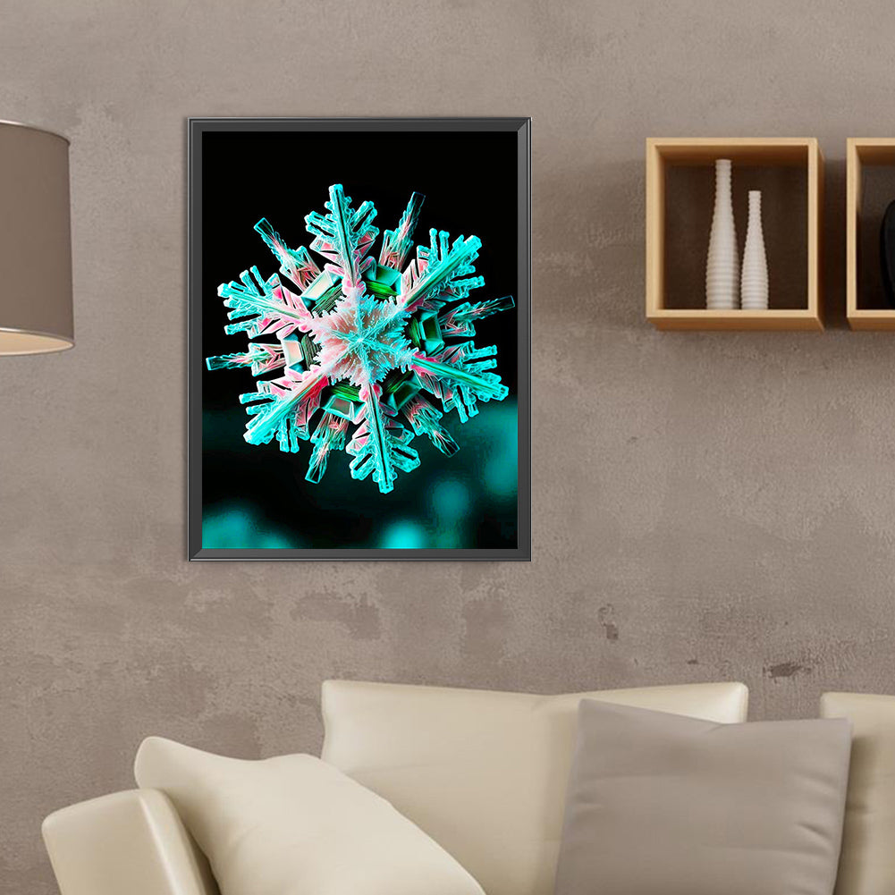 Green Snowflake - Full Round Drill Diamond Painting 30*40CM