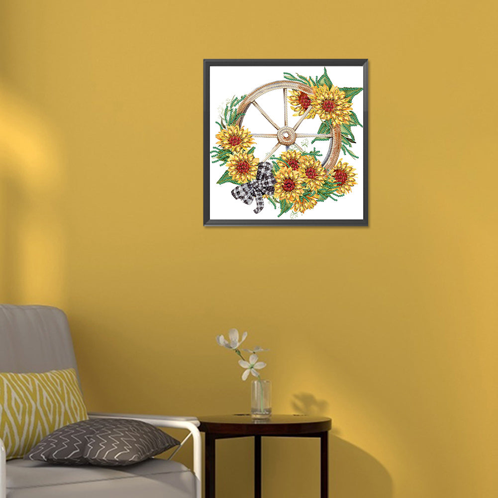 Sunflower Wheel - Special Shaped Drill Diamond Painting 30*30CM
