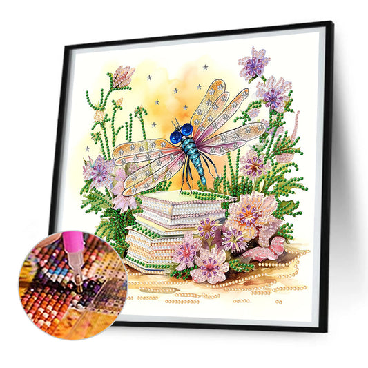 Flowers And Dragonflies - Special Shaped Drill Diamond Painting 30*30CM