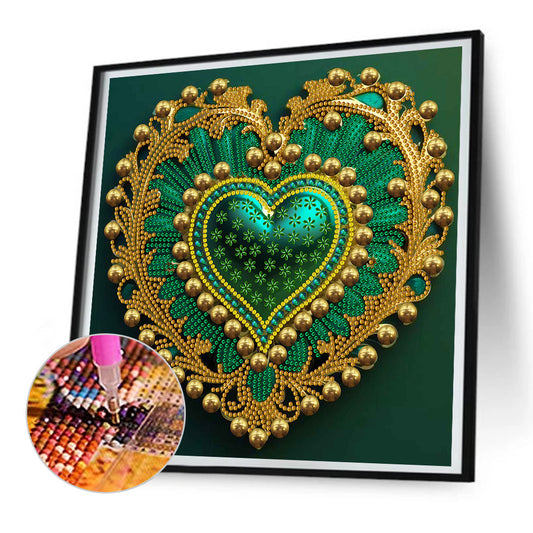 Peacock Heart - Special Shaped Drill Diamond Painting 30*30CM