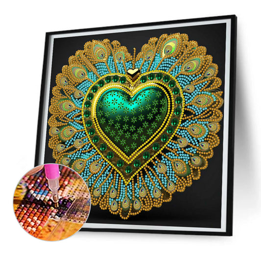 Peacock Heart - Special Shaped Drill Diamond Painting 30*30CM