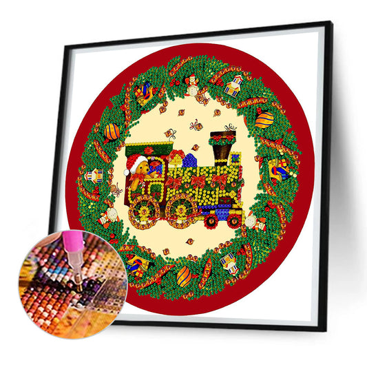 Christmas Wreath Train - Special Shaped Drill Diamond Painting 30*30CM