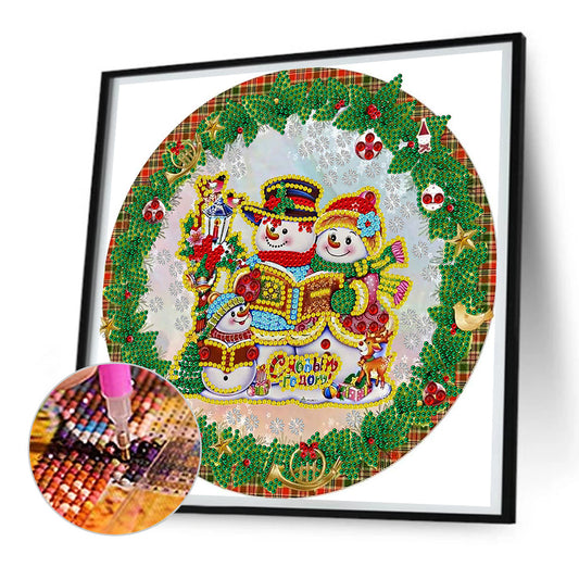 Christmas Wreath Snowman - Special Shaped Drill Diamond Painting 30*30CM