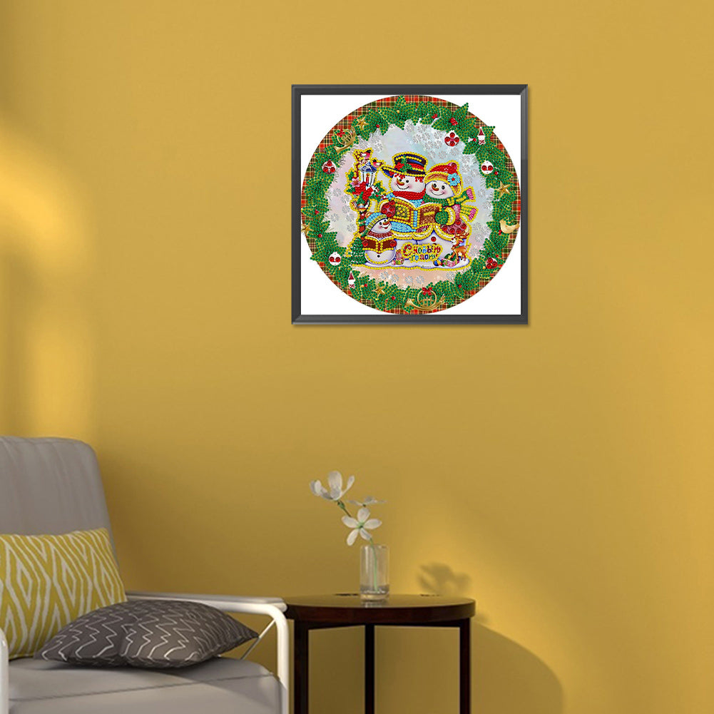 Christmas Wreath Snowman - Special Shaped Drill Diamond Painting 30*30CM