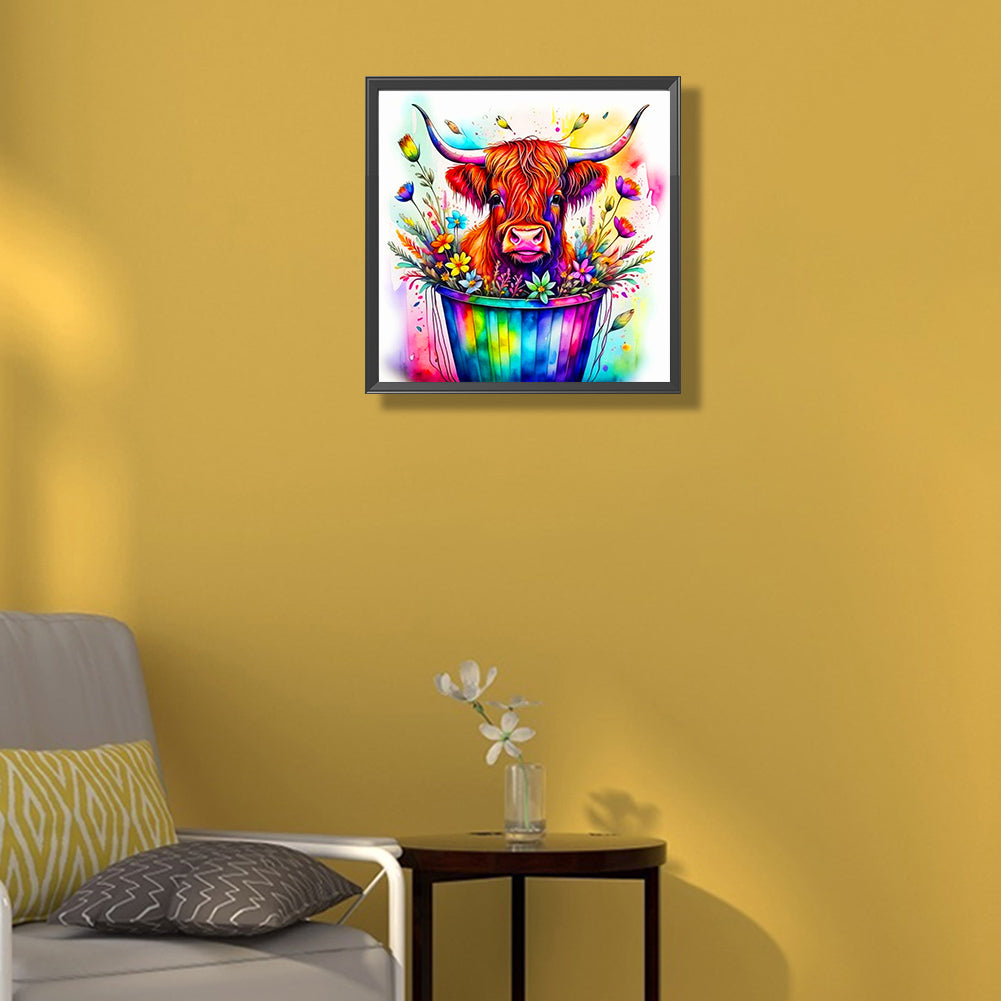 Cow In A Bucket - Full Round Drill Diamond Painting 40*40CM