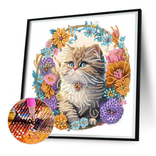 Garland Cat - Special Shaped Drill Diamond Painting 30*30CM
