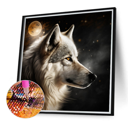 Dark Night Wolf - Full Round Drill Diamond Painting 40*40CM