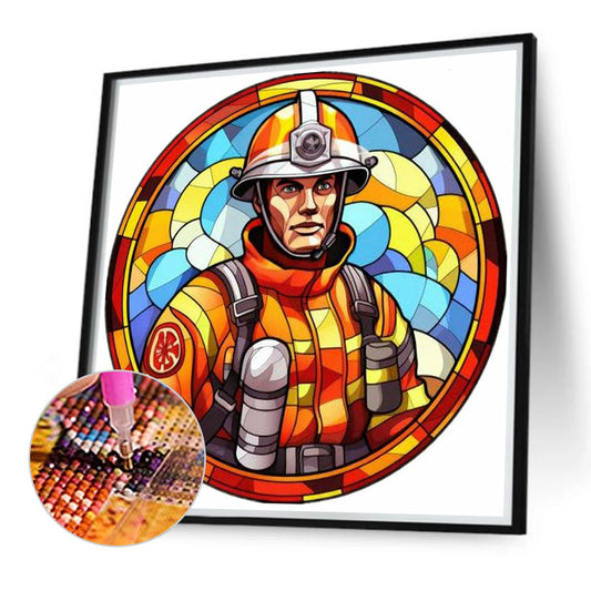 Medallion Firefighter - Full Round Drill Diamond Painting 40*40CM