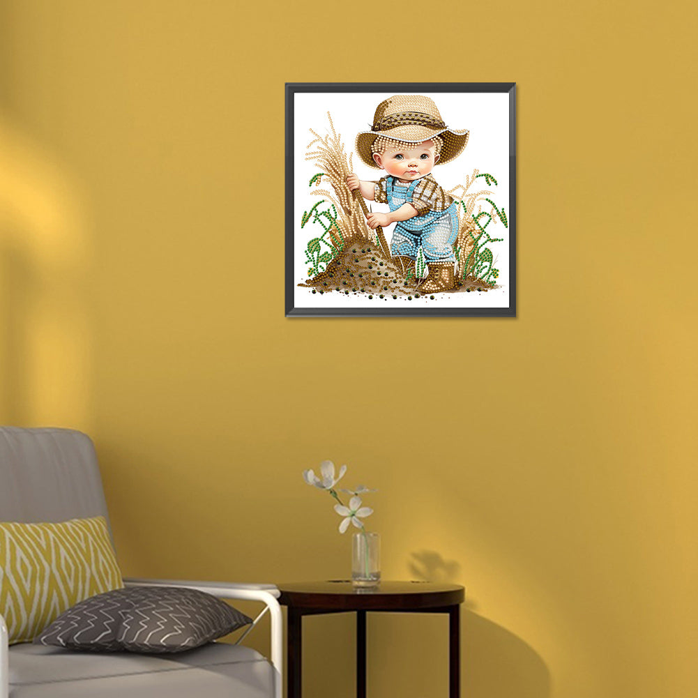 Farm Cowboy Kids - Special Shaped Drill Diamond Painting 30*30CM