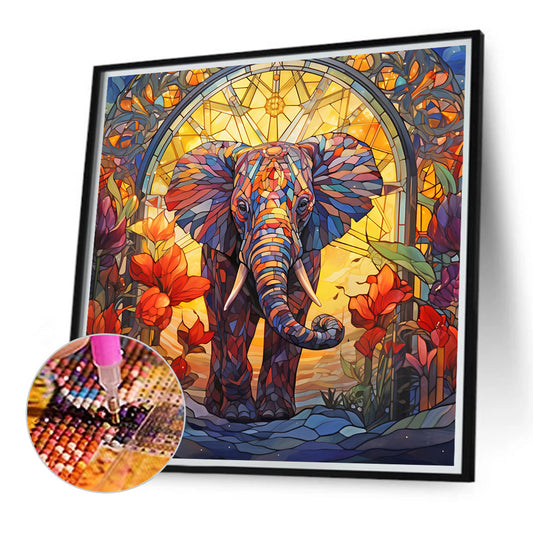 Elephant Glass Painting - Full Round Drill Diamond Painting 40*40CM