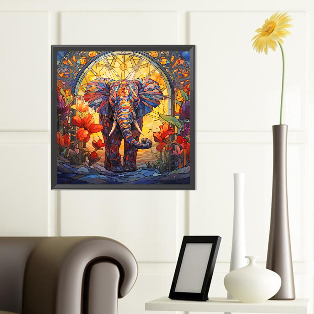 Elephant Glass Painting - Full Round Drill Diamond Painting 40*40CM