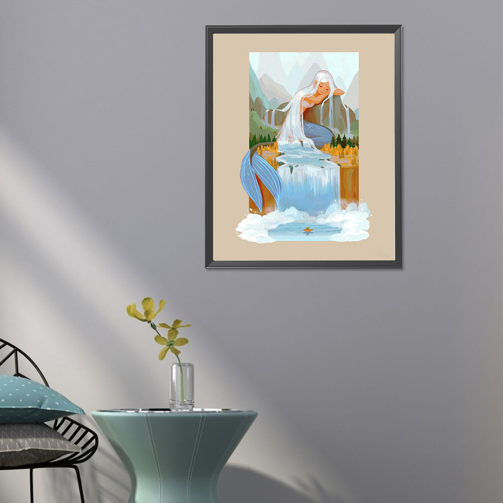 The Silver-Haired Mermaid Enters Dreamland - Full Round Drill Diamond Painting 40*50CM