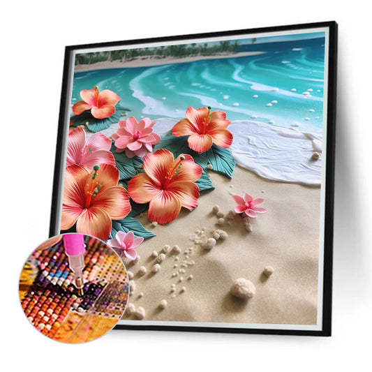 Clean Beach Flowers - Full Round Drill Diamond Painting 40*40CM
