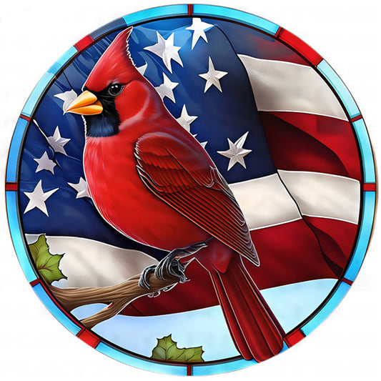 American Flag - Cardinal - 11CT Stamped Cross Stitch 40*40CM