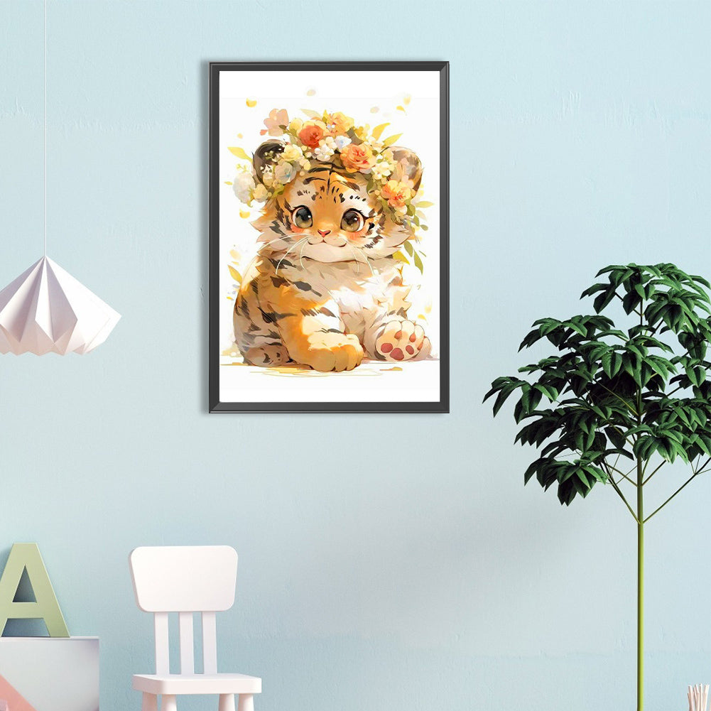 Sitting Tiger - Full Round Drill Diamond Painting 40*60CM