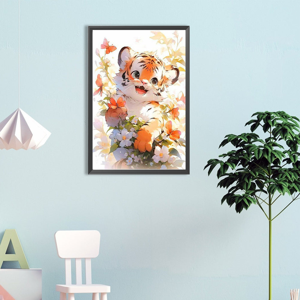 Happy Tiger - Full Round Drill Diamond Painting 40*60CM
