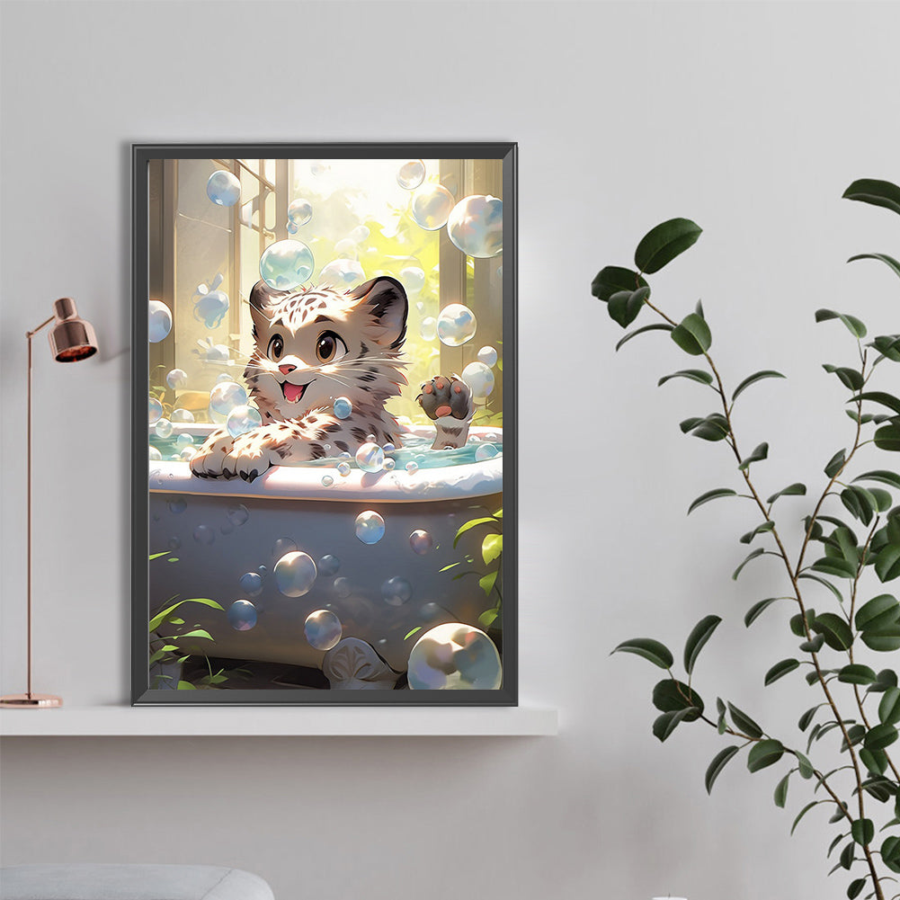 Bubbles And White Tiger - Full Square Drill Diamond Painting 40*60CM