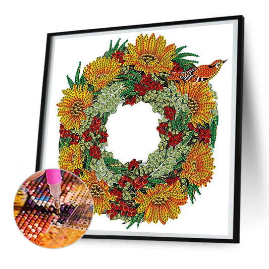 Sunflower Wreath - Special Shaped Drill Diamond Painting 30*30CM
