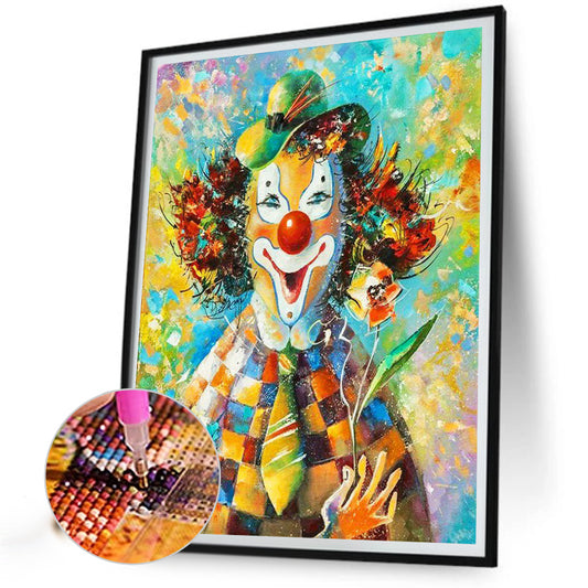 Clown With Flowers - Full Round Drill Diamond Painting 50*60CM