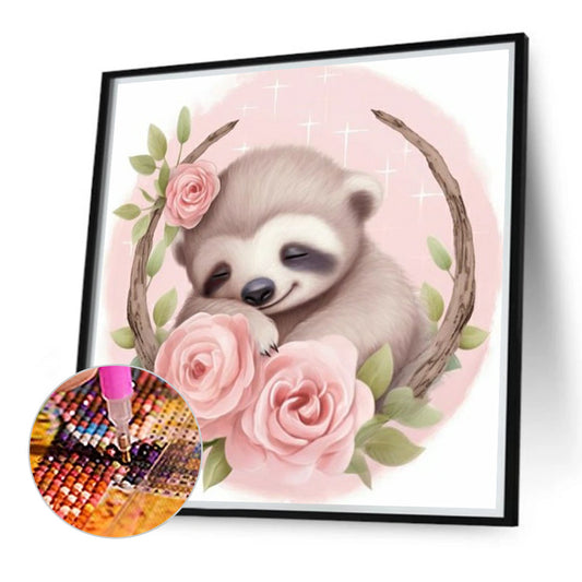 Flower Sloth - Full Round Drill Diamond Painting 40*40CM