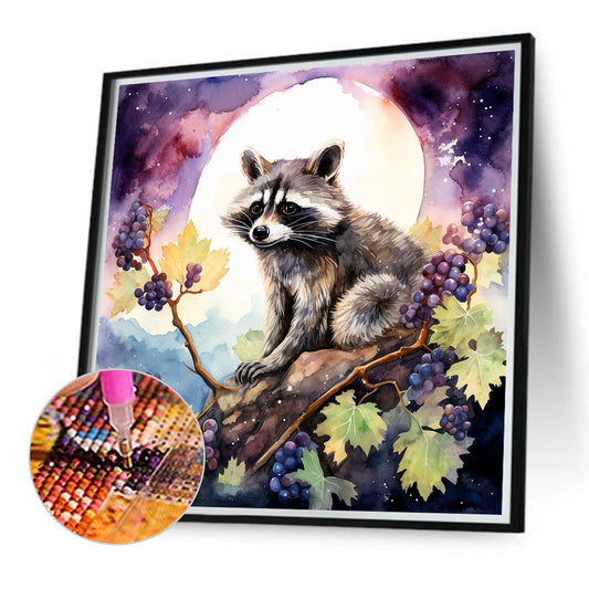 Purple Grapes And Civet Cat - Full Round Drill Diamond Painting 40*40CM