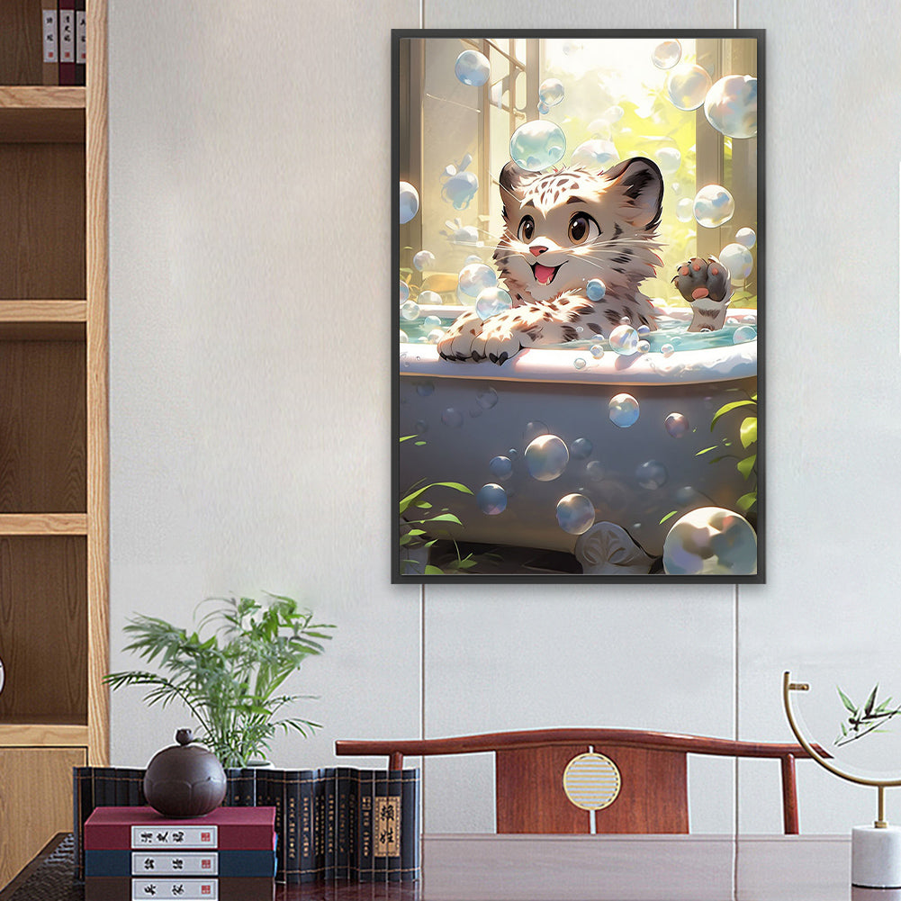 Tiger Taking A Bath - Full Square Drill Diamond Painting 40*60CM