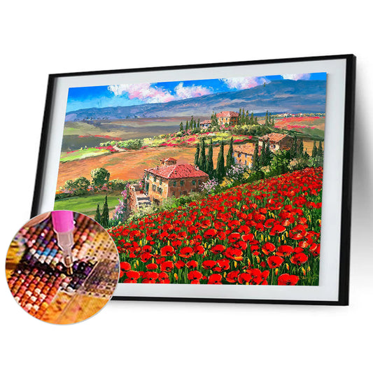 Rural Mountain View - Full Round Drill Diamond Painting 40*30CM